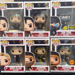 Funko Pop! Vinyl Mortal Kombat - Cole, Sub-Zero, Sonya Blade, Scorpion Glow Cha…